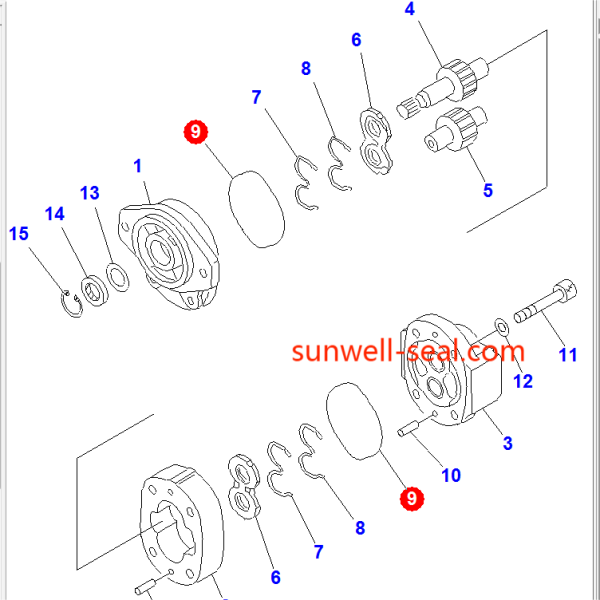 705-17-02360 705-17-02381 KOMATSU GEAR PUMP O-RING - Image 2