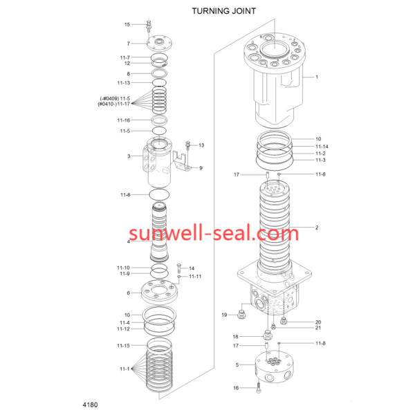 31N4-40951 31N4-40950 HYUNDAI R140W-7 R170W-9S R180W-9S  R200W-7 TURNING JOINT SEAL KIT - Image 3